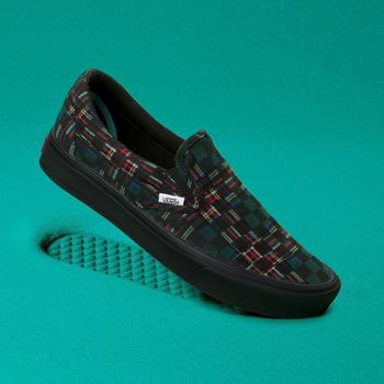 Vans Plaid Check ComfyCush - Miesten Slip-on kengät - Vihreä/Valkoinen